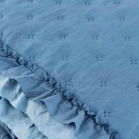 Kit Cobre Leito Colcha Vitta Queen Matelado C/ Babadinhos 200 Fios 3 Peças Azul - 100% Poliéster