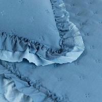 Kit Cobre Leito Colcha Vitta Queen Matelado C/ Babadinhos 200 Fios 3 Peças Azul - 100% Poliéster - 5