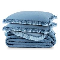 Kit Cobre Leito Colcha Vitta Queen Matelado C/ Babadinhos 200 Fios 3 Peças Azul - 100% Poliéster - 7