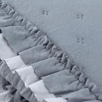 Kit Cobre Leito Colcha Vitta Queen Matelado C/ Babadinhos 200 Fios 3 Peças Cinza - 100% Poliéster - 6