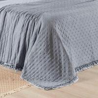 Kit Cobre Leito Colcha Vitta Queen Matelado C/ Babadinhos 200 Fios 3 Peças Cinza - 100% Poliéster - 7