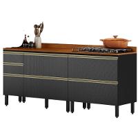 Balcao 120 Cm E Balcao 80 Cm Com Tampo Proenca Nogueira Carbono Prime Demartez Nogueira Carbono Prime - 1