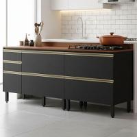 Balcao 120 Cm E Balcao 80 Cm Com Tampo Proenca Nogueira Carbono Prime Demartez Nogueira Carbono Prime - 6