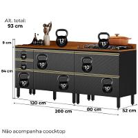 Balcao 120 Cm E Balcao 80 Cm Com Tampo Proenca Nogueira Carbono Prime Demartez Nogueira Carbono Prime - 7