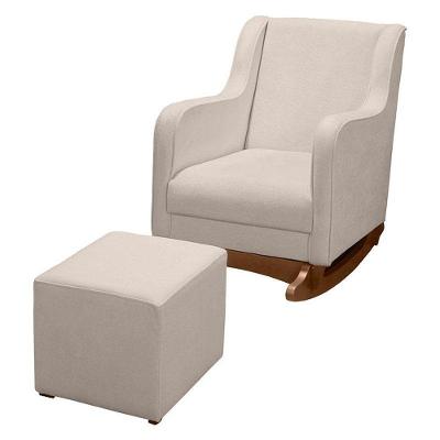 Poltrona Amamentação Aquila Plus Com Puff Boucle Off White - Fratello