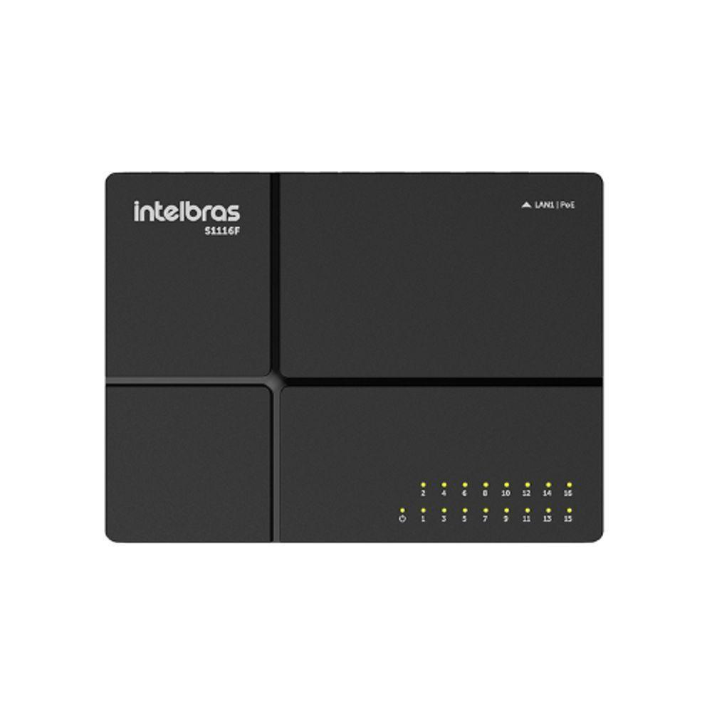 Switch Intelbras S1116f Fast Ethernet 16 Portas - 4760132 Preto Bivolt - 3