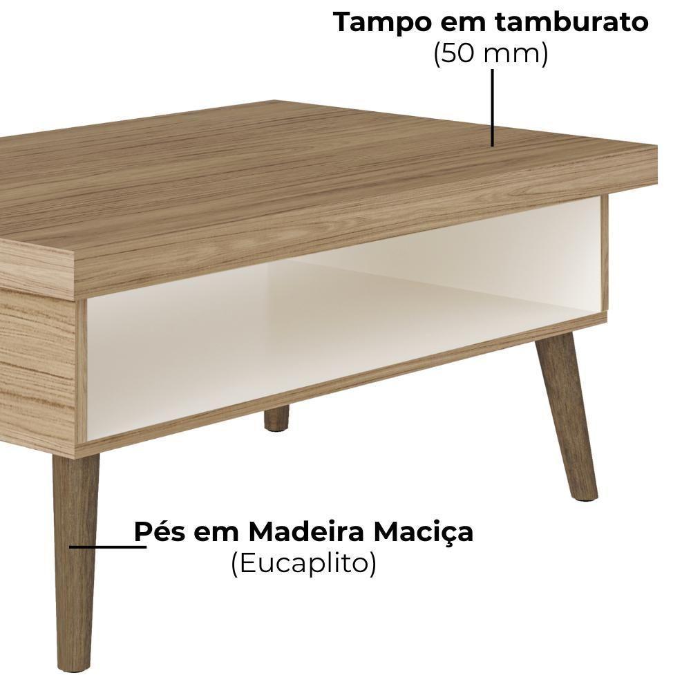 Mesa De Centro Sala 91 Cm Lucca 4150 Arly Carvalho Off White - 5