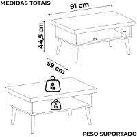 Mesa De Centro Sala 91 Cm Lucca 3840 Arly Pinho Off White - 3
