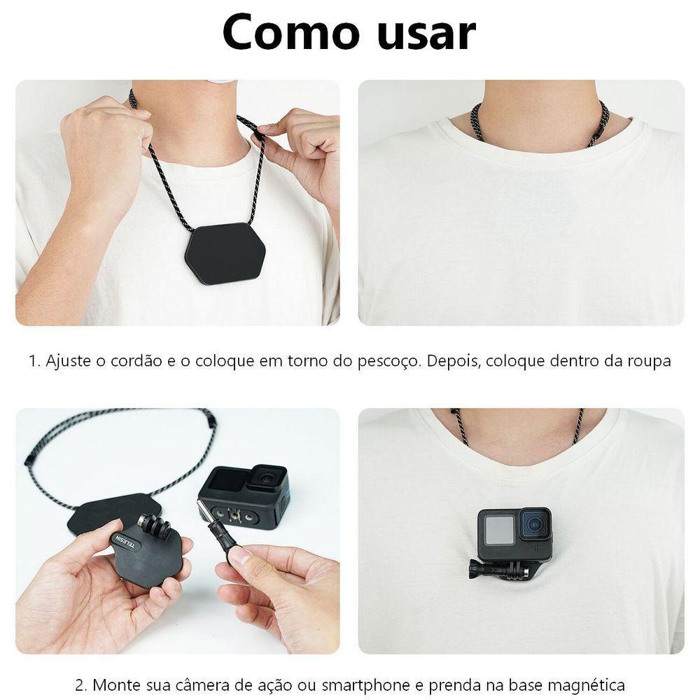 Suporte Pescoço Magnético Para Câmera Gopro E Similares - Telesin - 5