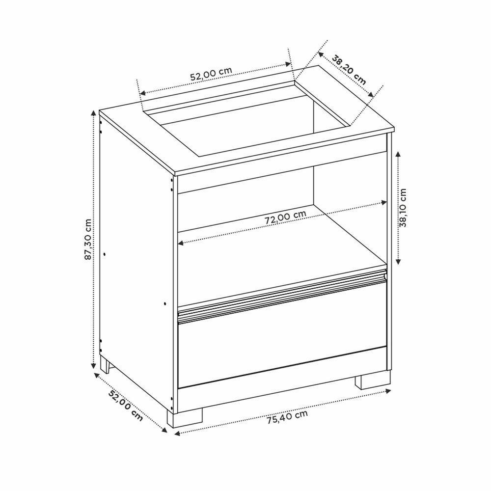 Balcão Cooktop Nt 3110 Branco Com Granito - Notável - 4