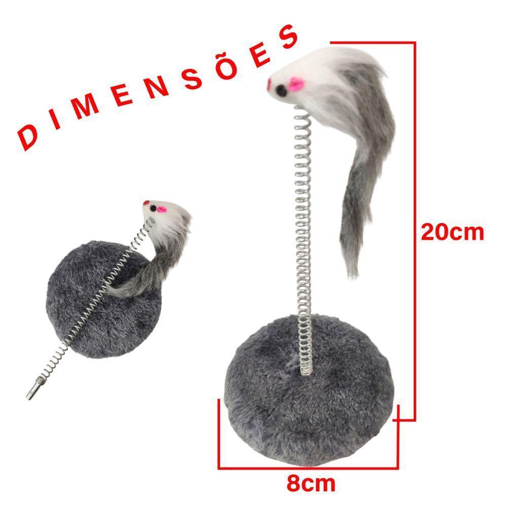 Arranhador Gato Pet Ratinho Guizo Mola Brinquedo Interativo Felino Animal De Estimaçao Lazer Diversao Entretenimento - 4