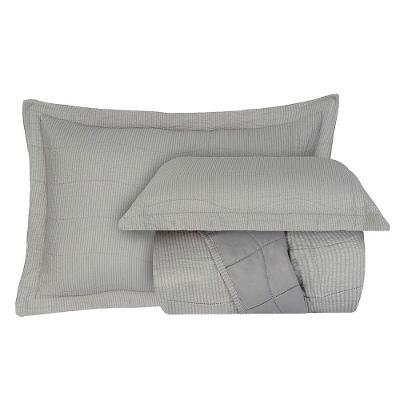 Kit Cobre Leito Colcha Anarruga 3 Peças Casal 220x240cm Prata Sonhare