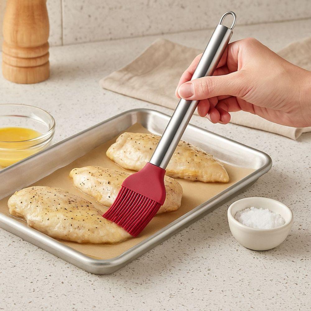 Pincel Silicone Com Cabo De Inox Vinho Bordô 25cm - Tuut - 2