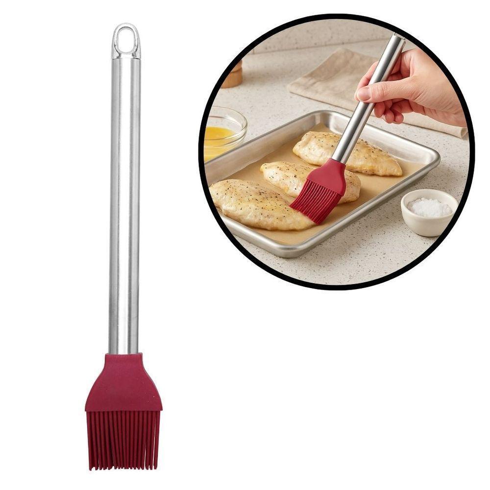 Pincel Silicone Com Cabo De Inox Vinho Bordô 25cm - Tuut - 5