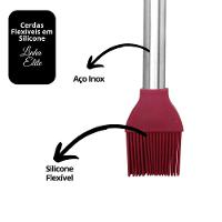 Pincel Silicone Com Cabo De Inox Vinho Bordô 25cm - Tuut