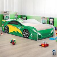 Cama Carro Solteiro Joy Menino Verde Solteiro Com Colchão - 1