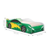 Cama Carro Solteiro Joy Menino Verde Solteiro Com Colchão - 2