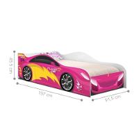 Cama Carro Solteiro Joy Menina Rosa Solteiro Com Colchão - 3