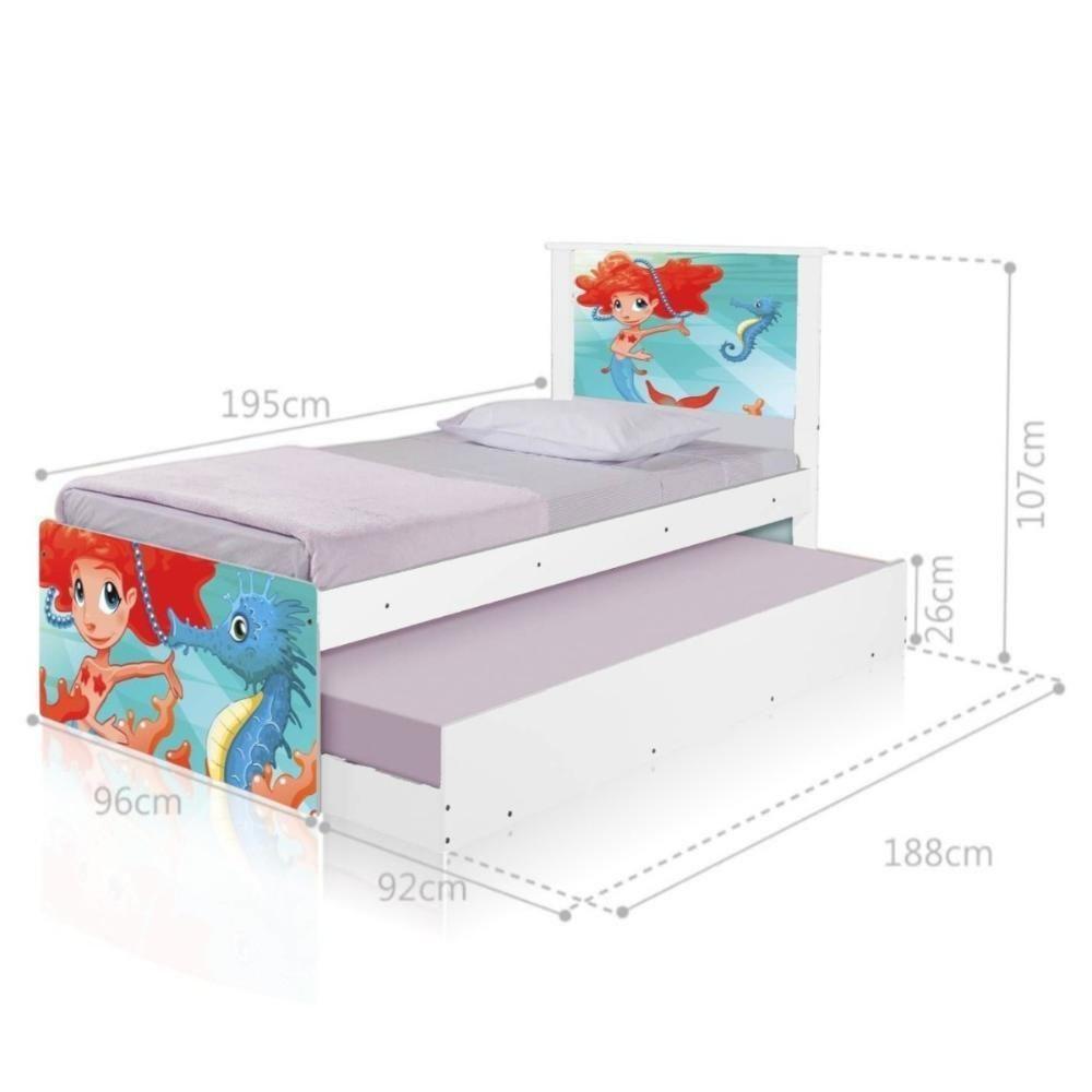 Bi Cama Juvenil Zap Com Cabeceira Sereia Ruiva - 2