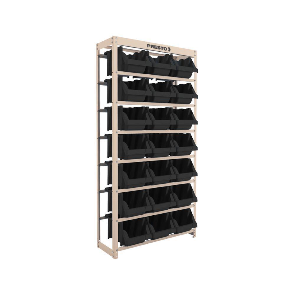 Estante Gaveteiro Com 21 Gavetas N7 Preto E Bege Presto - 1