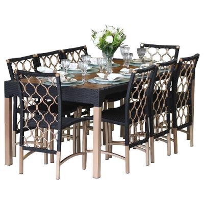 Jogo 8 Cadeiras Corda Náutica E Mesa Com Tampo - Trama Verde