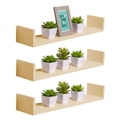 Kit 3 Prateleiras U 60 X 20cm Bege Claro Suporte Invisível