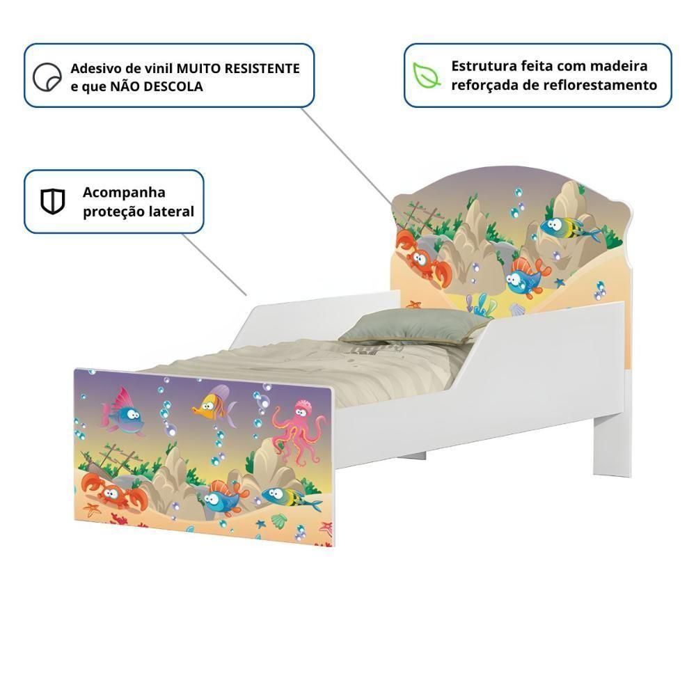Cama Infantil Tick Fundo Do Mar Feliz Com Colchão - 2