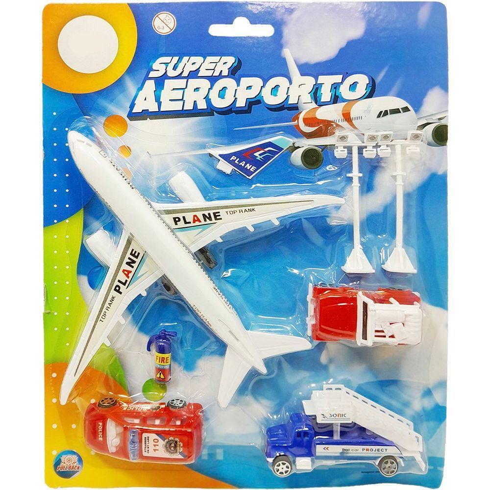 Kit Brinquedo Aeroporto Com 14pçs Helicóptero Avião Carrinho - 4