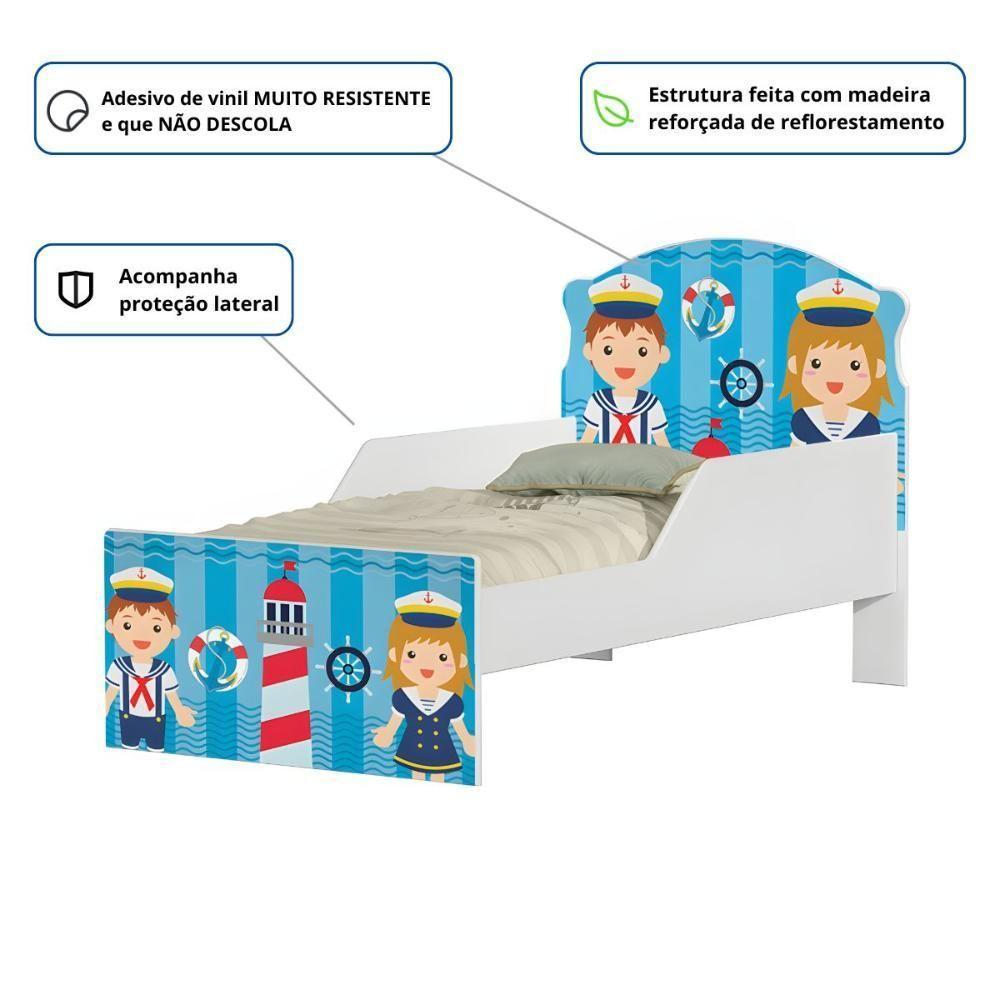 Cama Infantil Tick Capitão Marinhos Meninos Com Colchão - 2