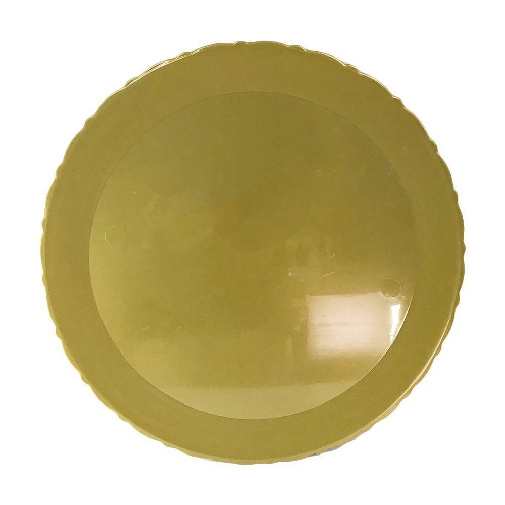 Bandeja Redonda Dourada Com Borda Rendada - 27cm - 1