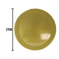 Bandeja Redonda Dourada Com Borda Rendada - 27cm - 3