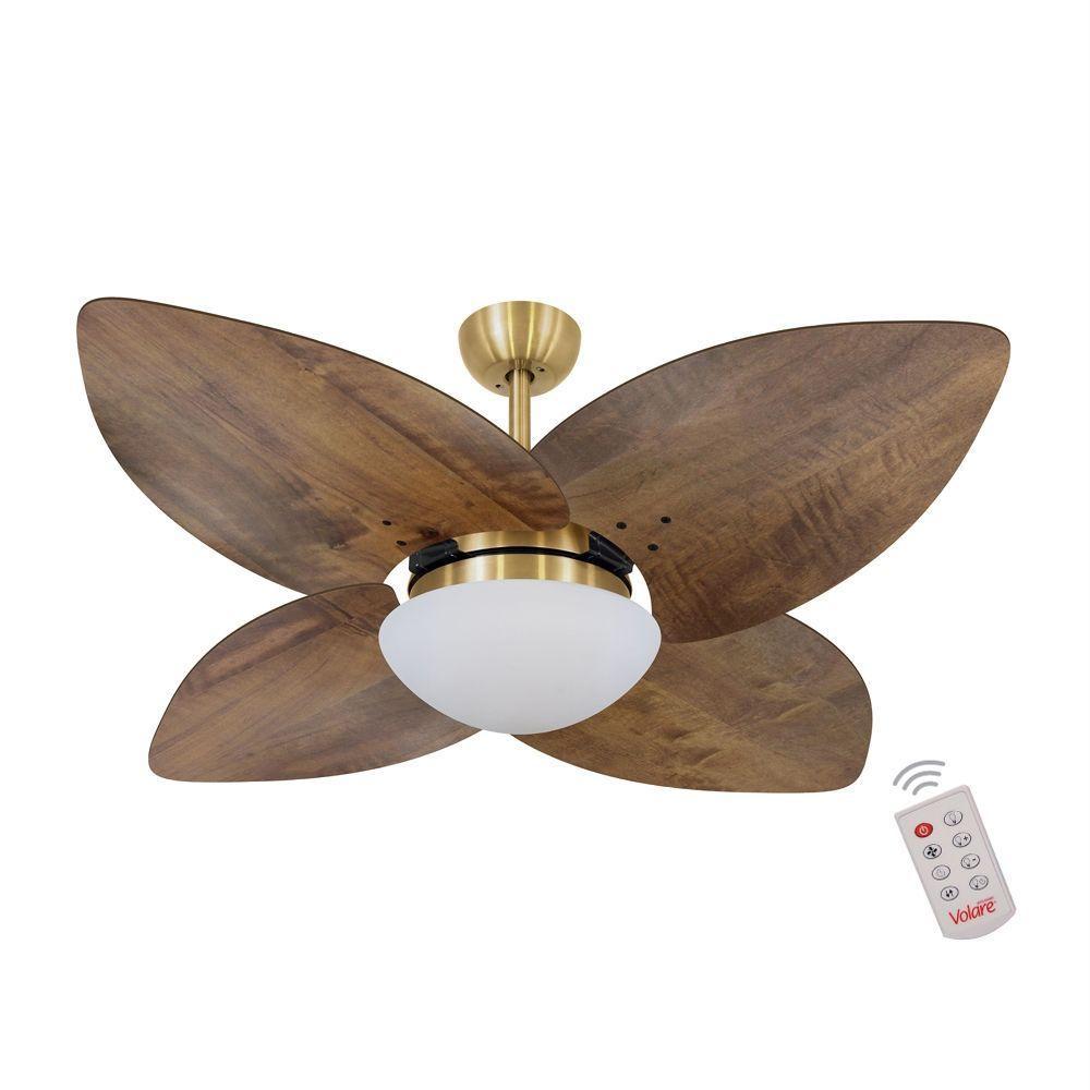 Ventilador De Teto Dourado 4 Pás Rádica Imbuia 127V - 1