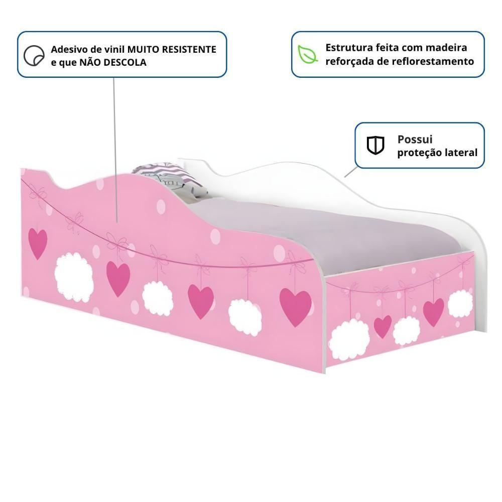 Cama Carro Solteiro Joy Nuvens Meninas Solteiro Com Colchão - 2