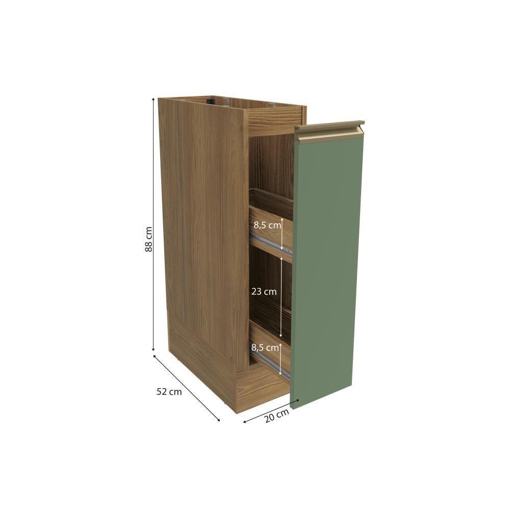 Nicho Porta Condimentos Celeste Kappesberg 100% Mdf Nogueira/verde 20cm - 4
