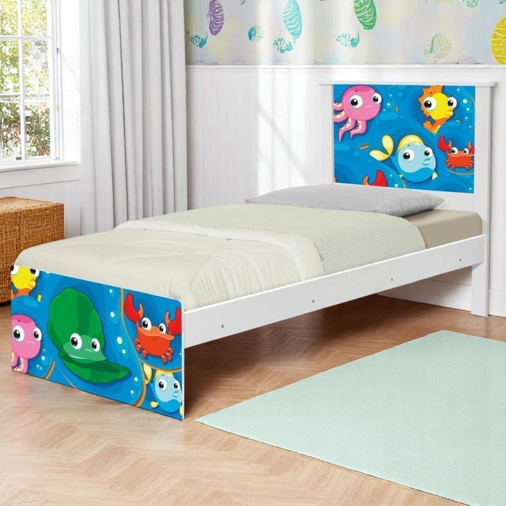 Cama Juvenil Zap Com Cabeceira Fundo Do Mar Peixinhos - 1