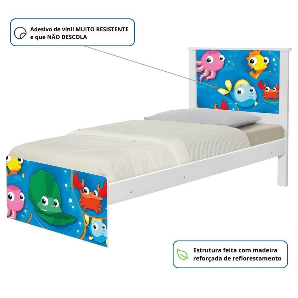 Cama Juvenil Zap Com Cabeceira Fundo Do Mar Peixinhos - 3