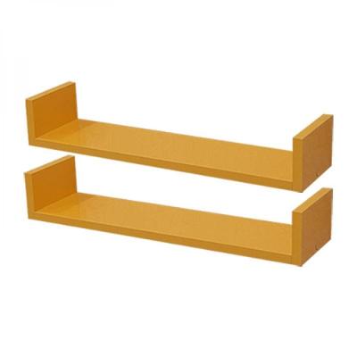 Kit 2 Prateleiras U 100 x 25cm Amarela Suporte Invisível