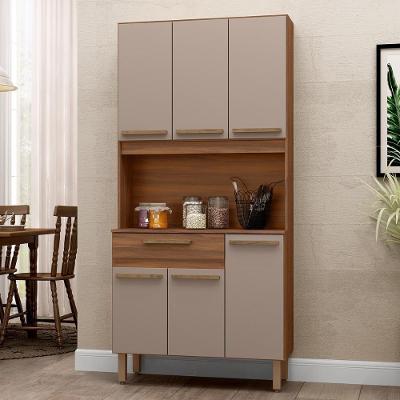 Armario De Cozinha Santiago 90 Cm Com 6 Portas E 1 Gaveta Freijo/moka