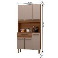 Armario De Cozinha Santiago 90 Cm Com 6 Portas E 1 Gaveta Freijo/moka - 4
