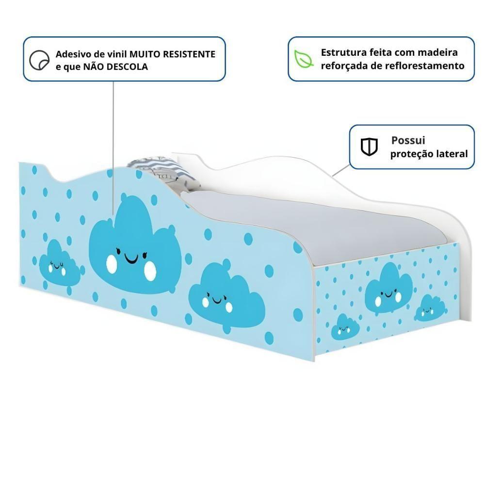 Cama Carro Solteiro Joy Nuvens Meninos Solteiro Com Colchão - 2