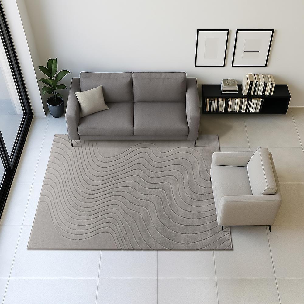 Tapete Movimentos Curvas Cromio 150x200cm Tapetes São Carlos - 1