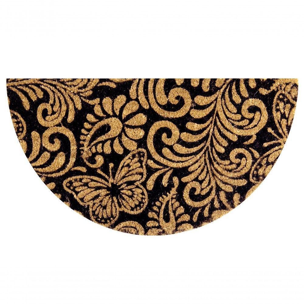 Capacho De Poa Fibra De Coco Arabesco Preto 60x33cm - Uzoo Capacho Fibra De Coco Ml 60x33cm Arabesco Preto - 1