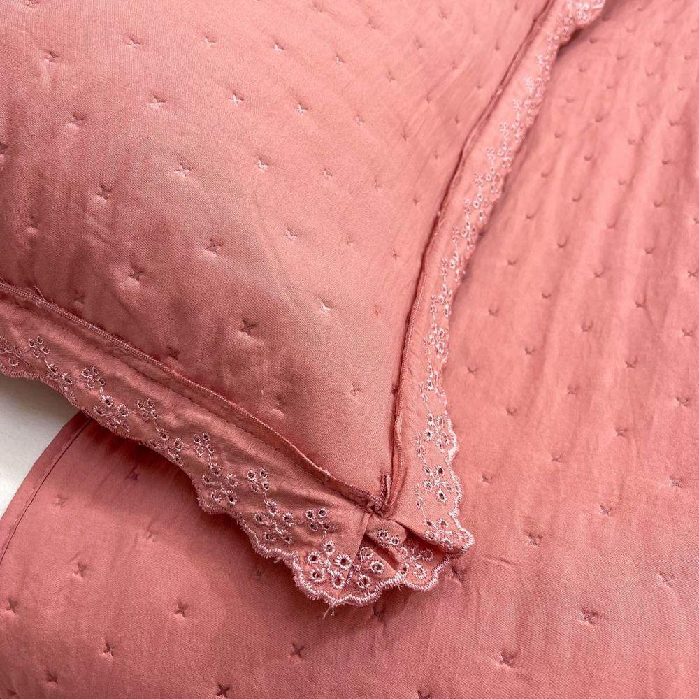 Kit Cobre Leito Casal Amelie + 2 Porta Travesseiros Rosa - 5