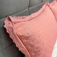 Kit Cobre Leito Casal Amelie + 2 Porta Travesseiros Rosa