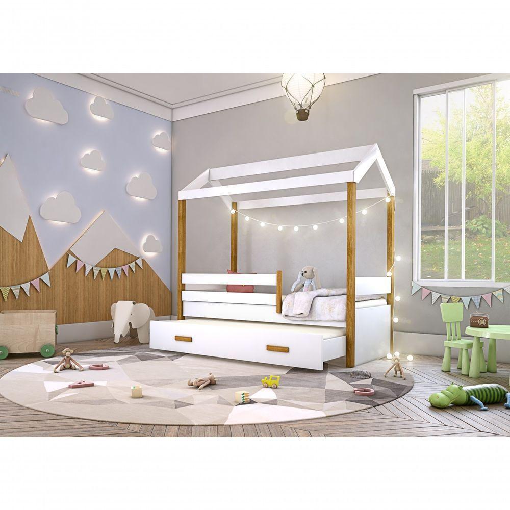 Cama Montessori Cabana Com Auxiliar Cordão Led E Colchão - 2