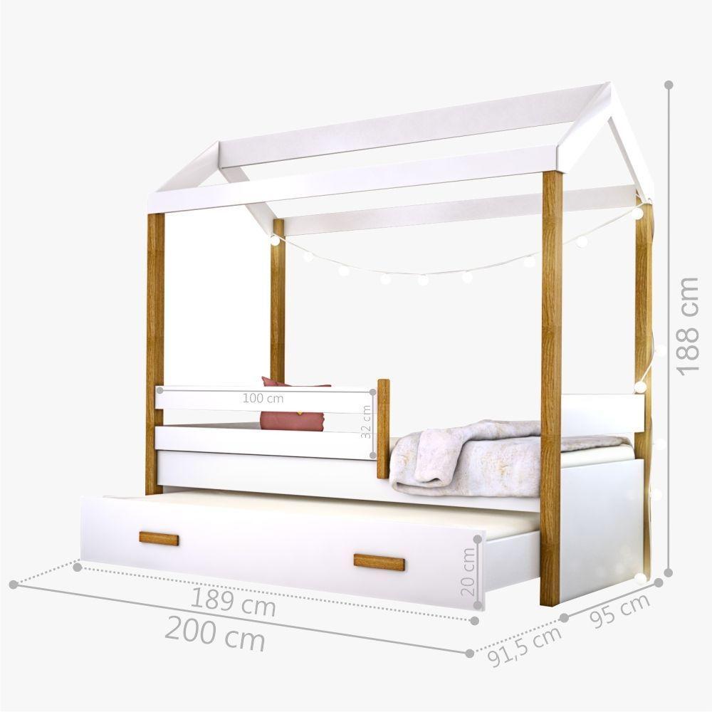 Cama Montessori Cabana Com Auxiliar Cordão Led E Colchão - 3