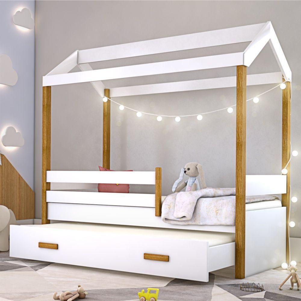 Cama Montessori Cabana Com Auxiliar Cordão Led E Colchão - 4