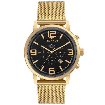Relógio de Pulso Masculino Os20iqv-1p Cronógrafo Aço Inox Dourado Technos