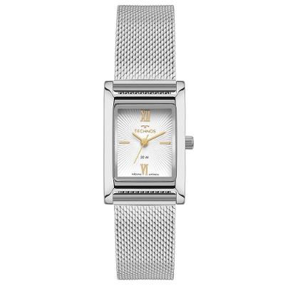 Relógio Feminino 2035NEQ-1K Analógico Pulseira de Metal Prata Mostrador Texturizado Technos