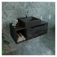 Balcão Gabinete Para Banheiro Suspenso Ambiente Bn3644 Mármore Lunar - Tecnomobili - 1